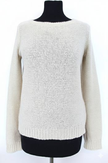 Magnifique Pull Tricot Crème/Écru - Dos Nu Torsadé - Chaud & Doux - T. S (36)