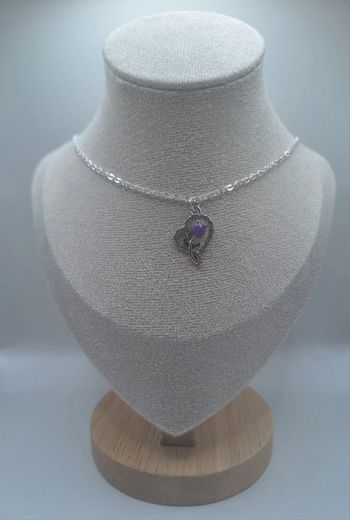 Collier cœur avec sa rose