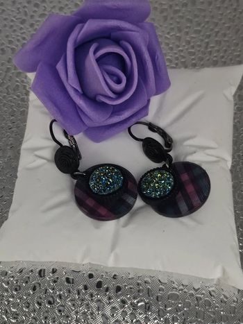 Boucles d oreilles dormeuses avec pastilles pailletées, ikita, en acier inoxydable