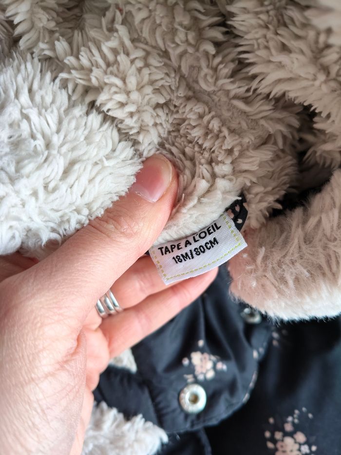Doudoune manteau hiver a fleurs taille 18 mois tao tape a l'oeil - photo numéro 3