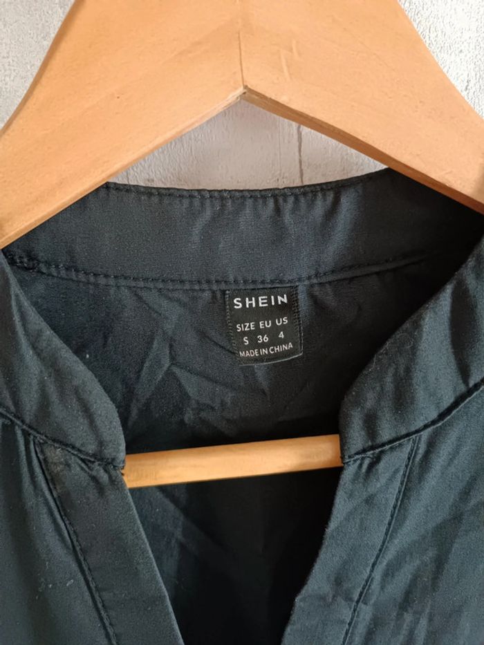 SHEIN Clasi Robe Élégante À Manches Lanternes Et Encolure Crantée Pour Femmes, Couleur Unie - photo numéro 4