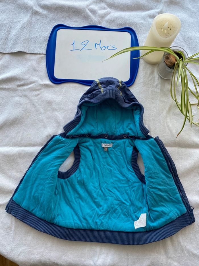 Manteau / doudoune / veste chaude sans manches avec capuche amovible - 12 mois - In extenso - TBE - photo numéro 2