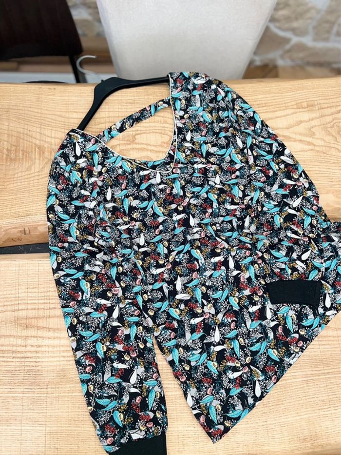 Neuf Blouse tunique by one taille S/M S M 36 38 oiseaux femme automne - photo numéro 5