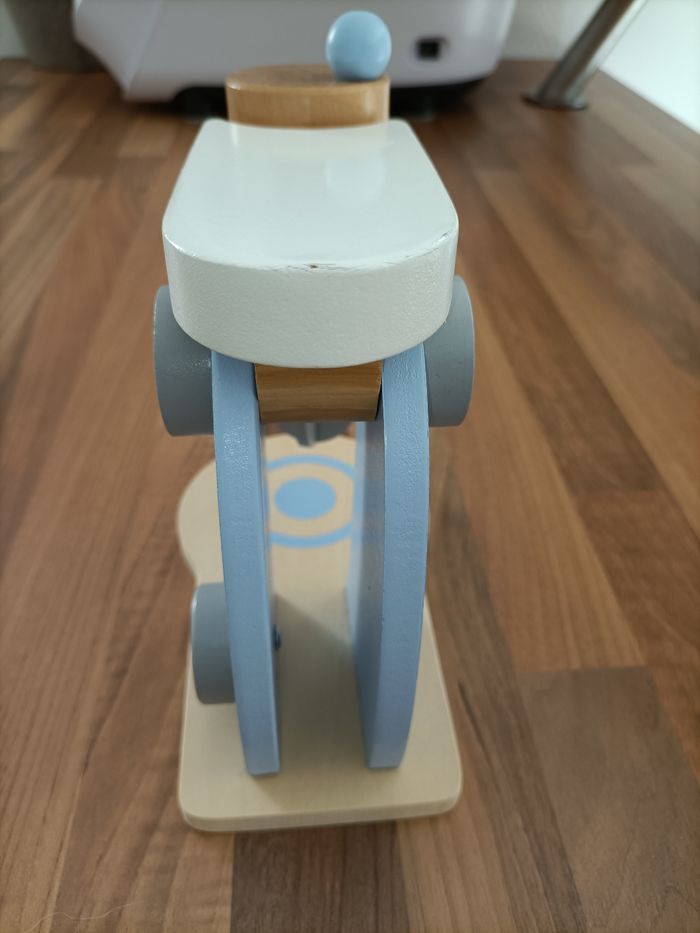 Jouet cuisine batteur bois bleu ciel blanc - photo numéro 4