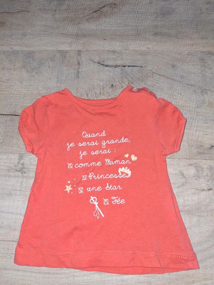 Tee shirt manche courte fille 1 mois