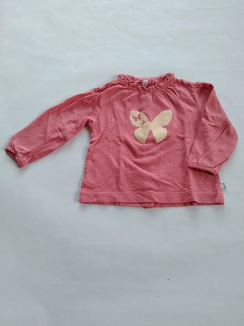 tee shirt rose manches longues fille 6 mois