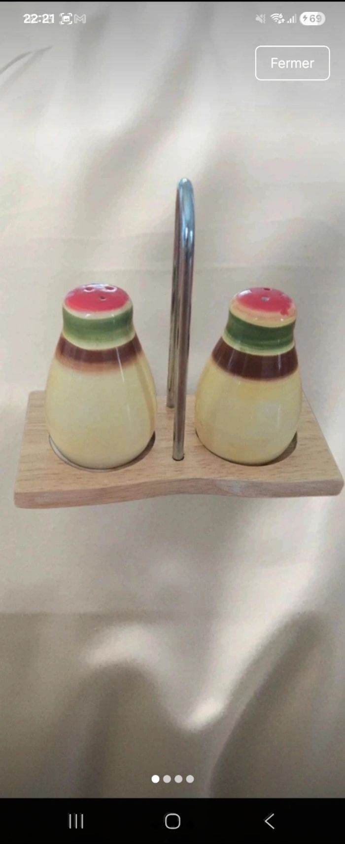 Salière & poivrière céramique + support bois – 3€ - photo numéro 1