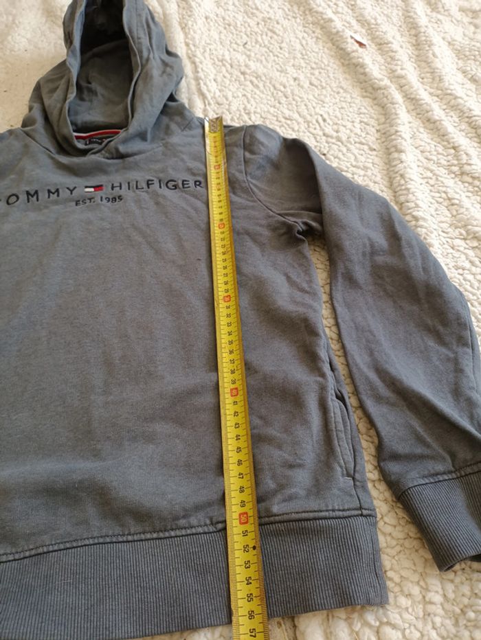 Sweat à capuche Tommy Hilfiger gris – logo brodé – T. 164 - photo numéro 5