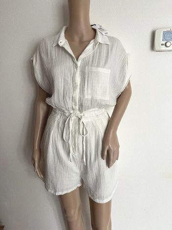 Combi short blanc écru taille 40, 100% coton