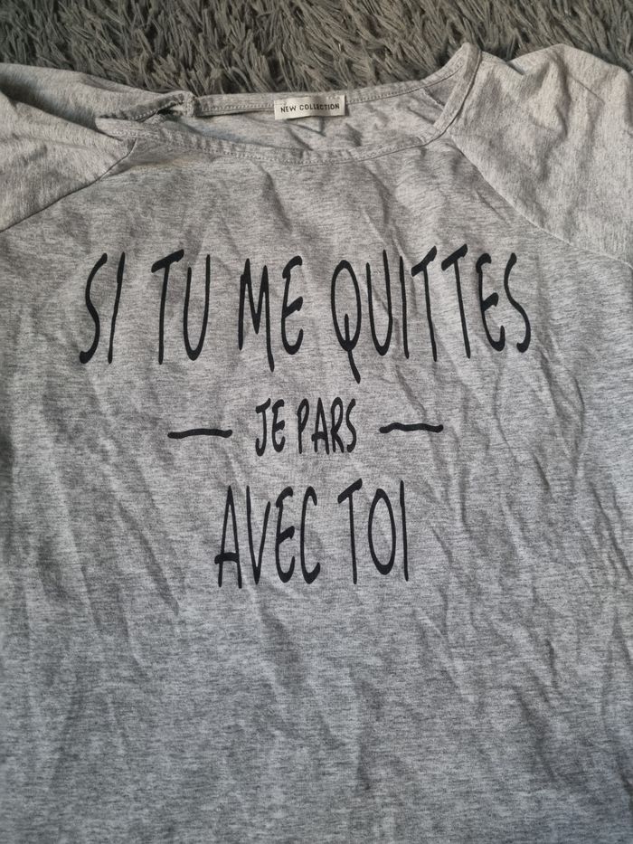 T-shirt gris avec écriture taille 42-44 - photo numéro 2