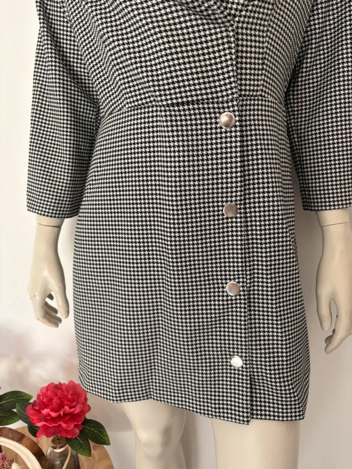 🌺Robe tailleur/blazer manche longue blanc et noir au motif pied de poule Taille L/40🌺 - photo numéro 4