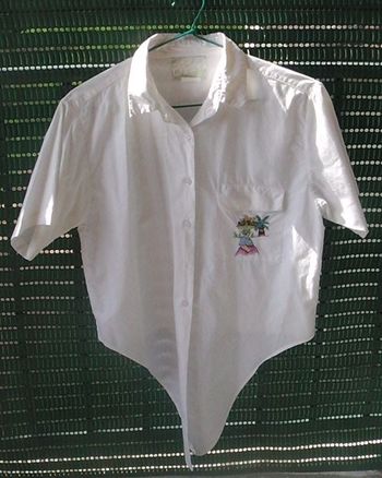 Chemisier blanc à nouer, manches courtes