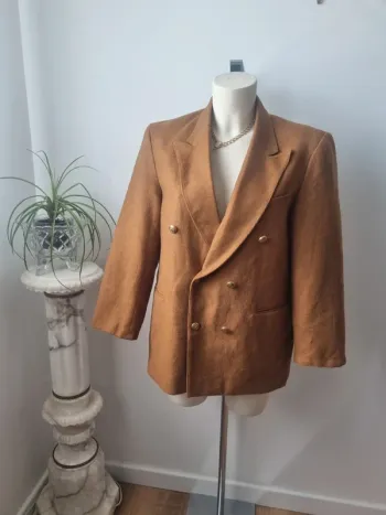 Veste blazer marron en cachemire et laine vintage