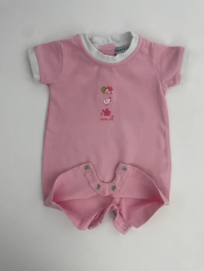 Combinaison rose à manches courtes - Texbasic – Naissance - photo numéro 3