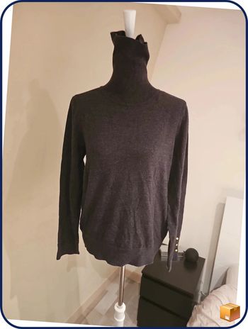 Pull gris col roulé 42