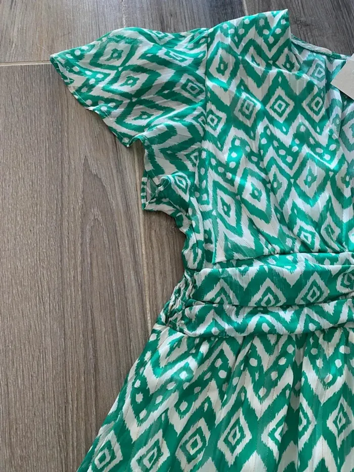 Belle robe longue doublée vert à motif T36/38 - photo numéro 3