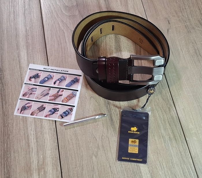 Ceinture Bison cuir véritable couleur café