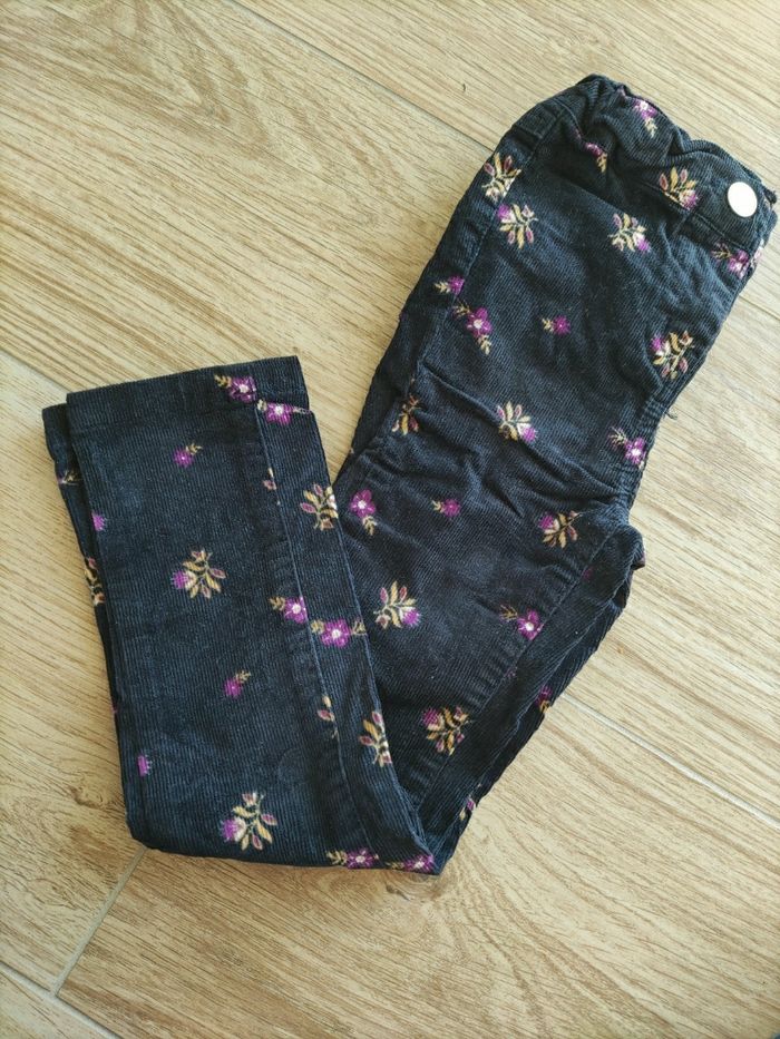 Pantalon tregging velours noir à fleurs Tape à l'oeil 3 ans
