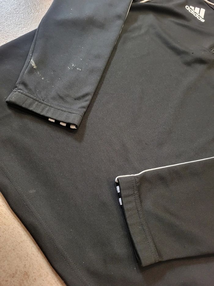 Quart zip sport Adidas noir logo brodé - M~L - photo numéro 13