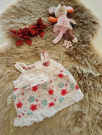 Débardeur  blanc fleur graine de rêve  6 mois