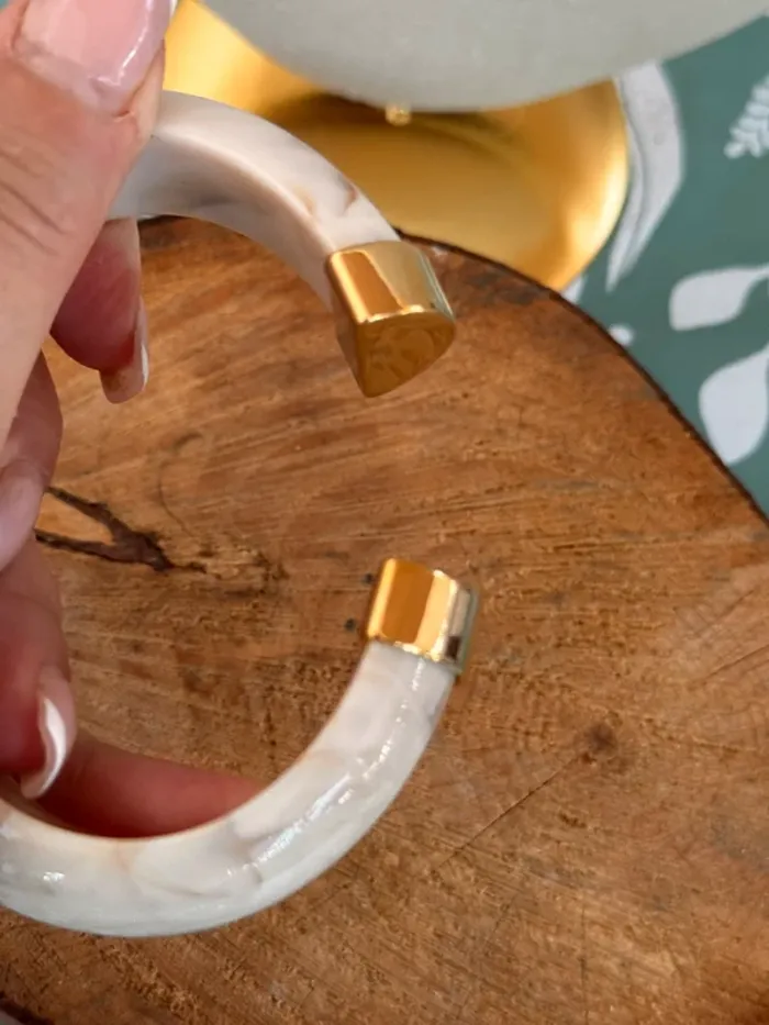 Jonc qui s’ouvre taille M écru reflets marrons et or habaha Paris - photo numéro 7