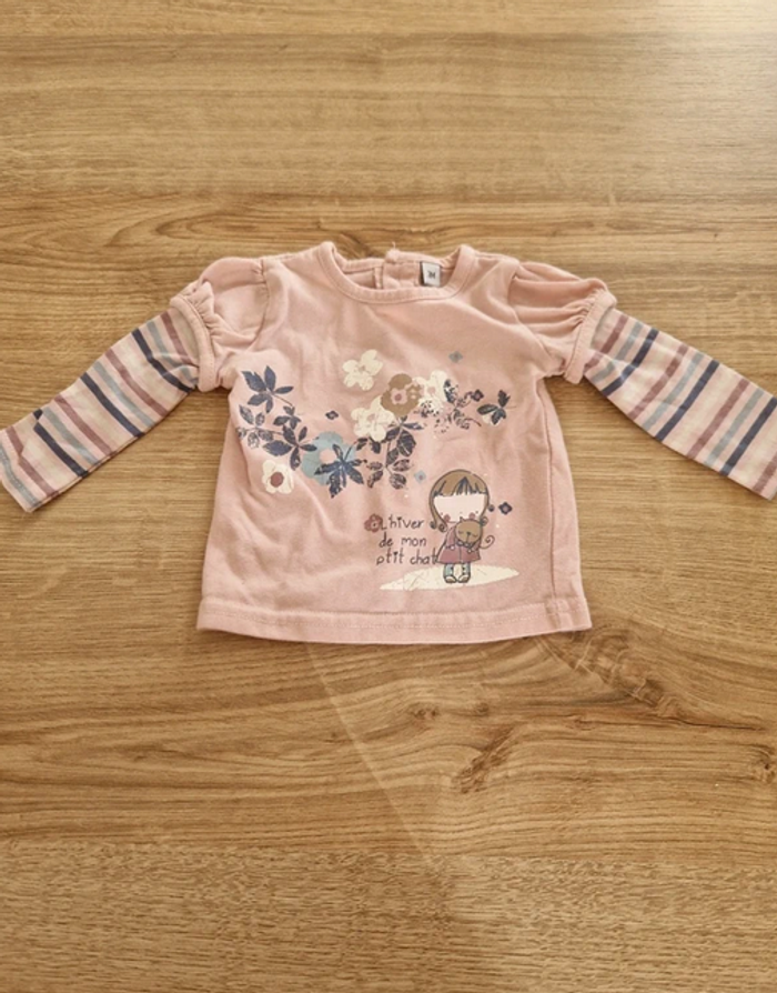 T-shirt manches longues "P'tit Chat" - 3 mois - photo numéro 1
