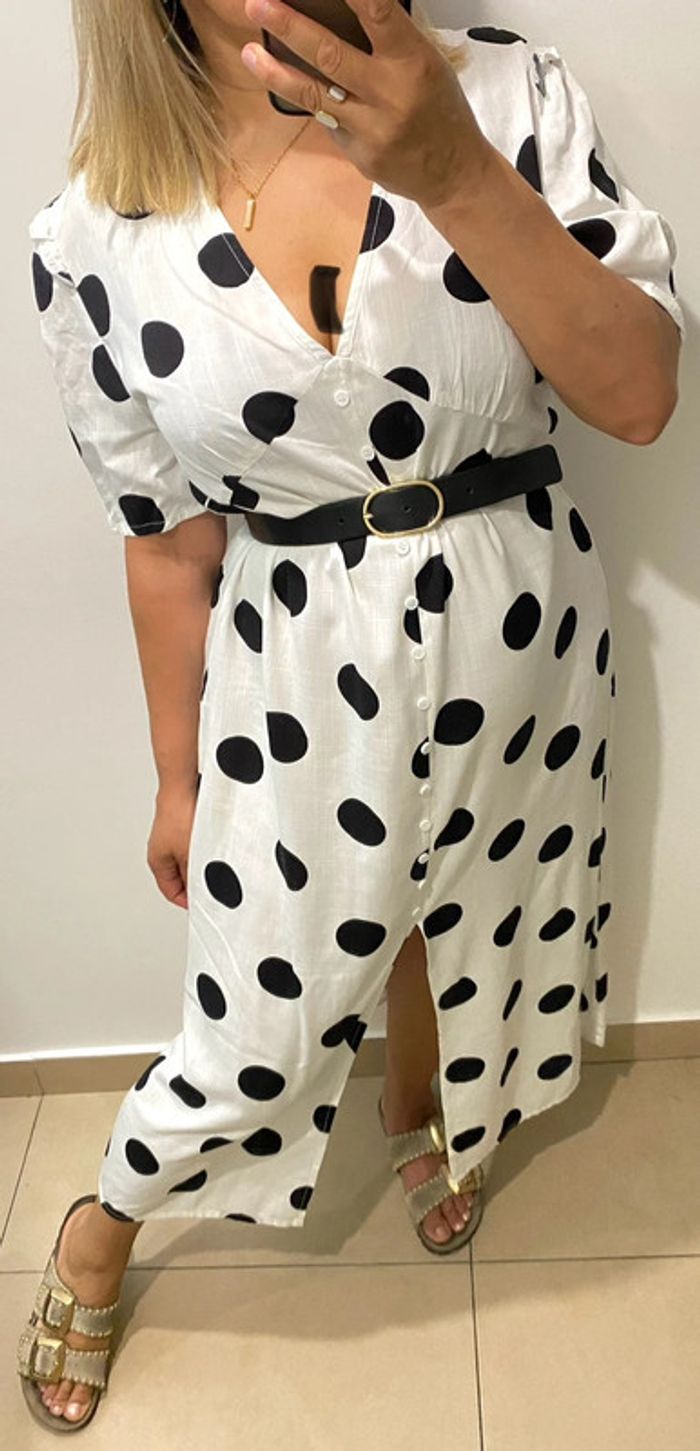 Robe longue ouverte à  pois Taille L