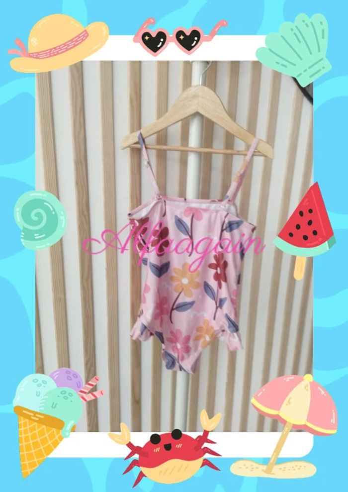 Maillot de bain neuf rose fleuri 10ans - photo numéro 4
