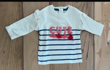 Haut manches longues fille 3 mois – Orchestra – Rayé bleu marine