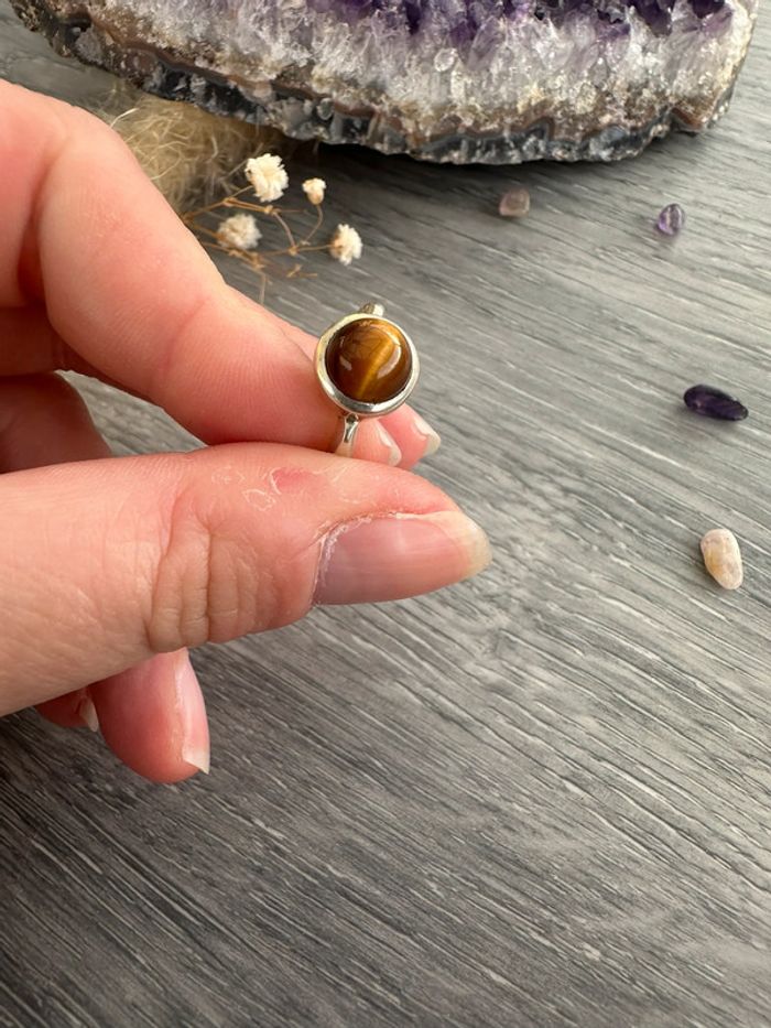 Bague en œil de tigre véritable - Pierre naturelle - photo numéro 5