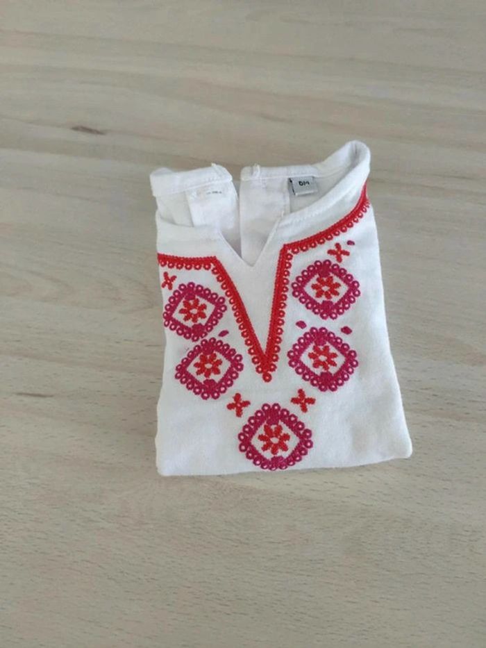 T-shirt manches courtes brodé fille 6 mois idéal été - photo numéro 2