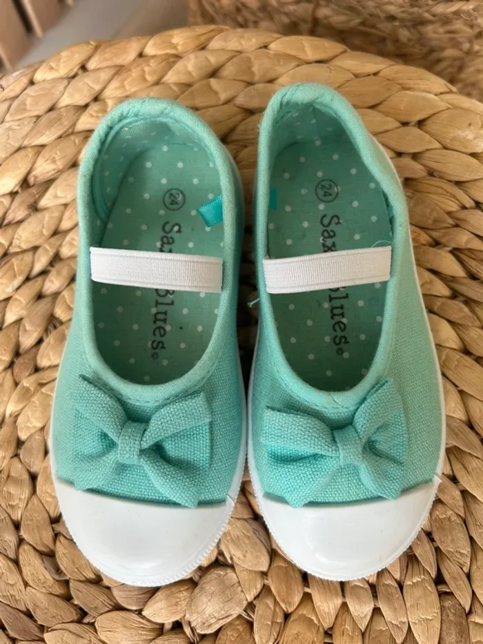 Ballerines en toile bleue taille 24 - photo numéro 2