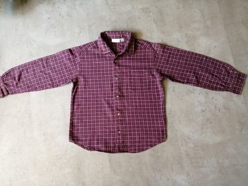 Chemise manches longues à carreaux bordeaux 10 ans Kiabi