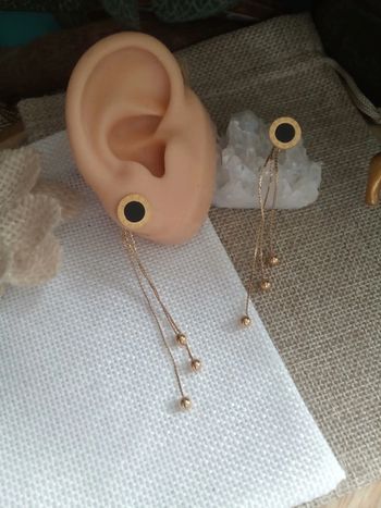 Boucles d'oreilles noires et or
