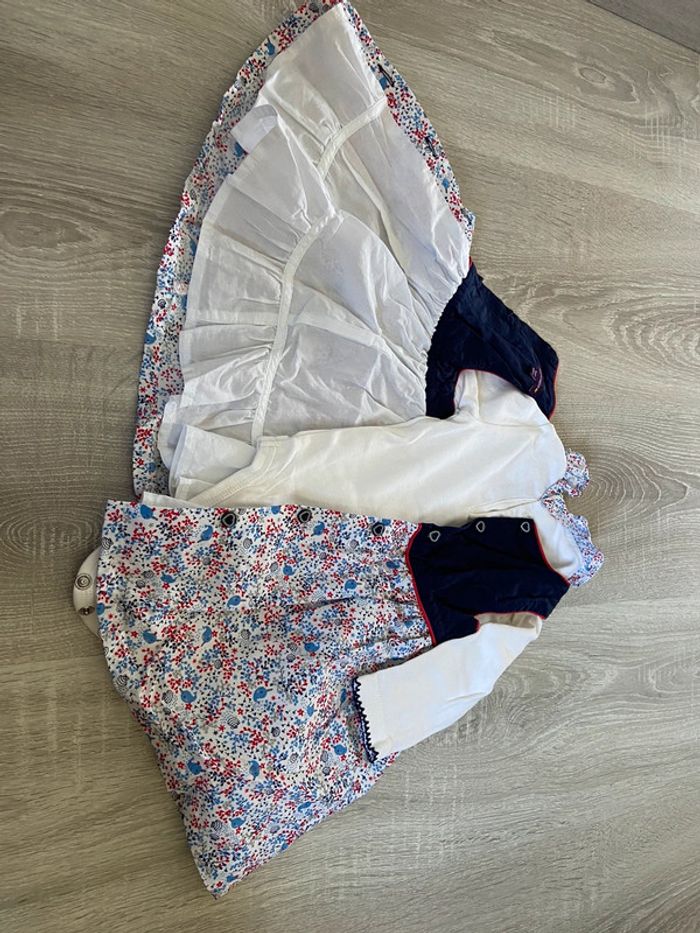 Robe sergent major bebe fille + body manche longue assorti - photo numéro 4