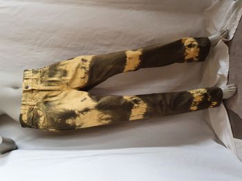 Rare Original Jeans levis 595 W31 L32 tie and dye jaune et vert kaki