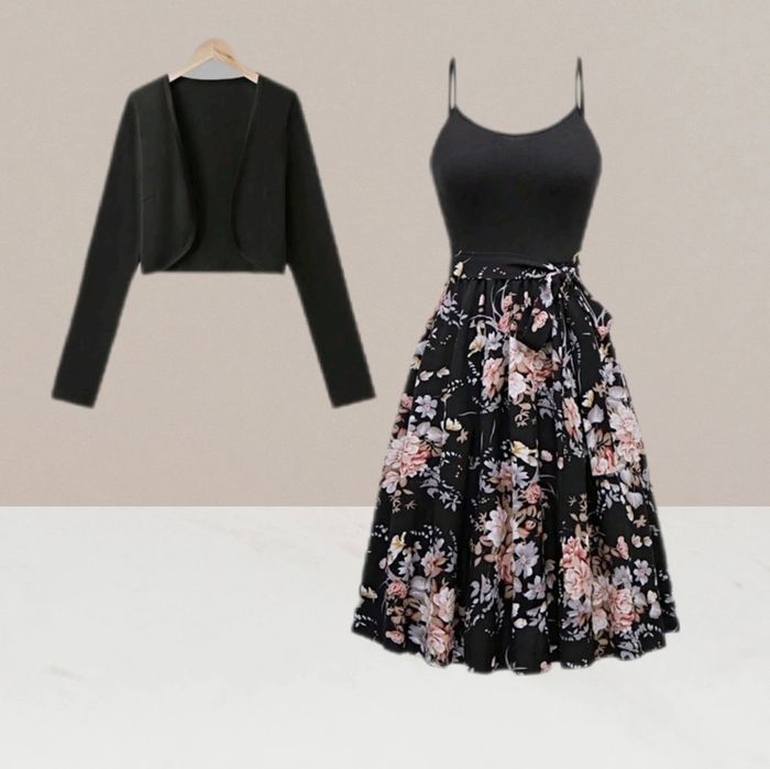 Robe élégante floral avec cardigan Shein taille 38