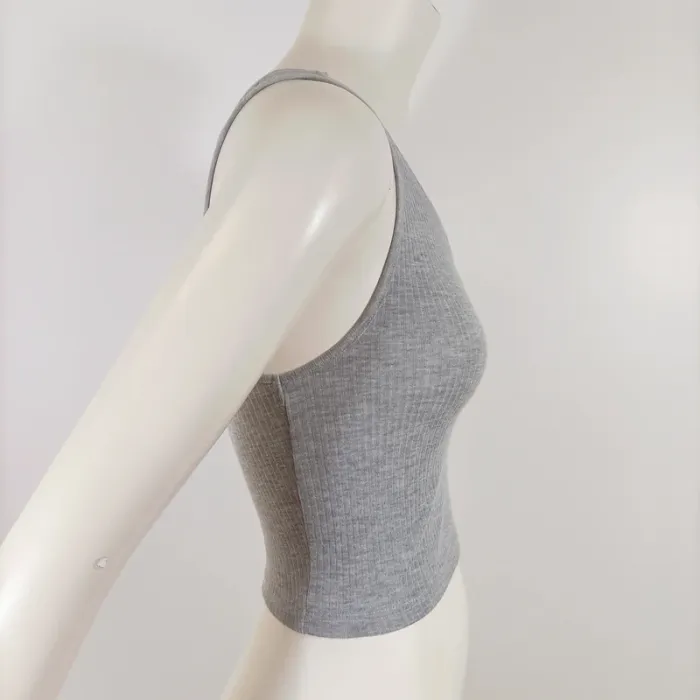 Top asymétrique gris côtelé une épaule Topshop – taille 38 (M) A909 - photo numéro 7