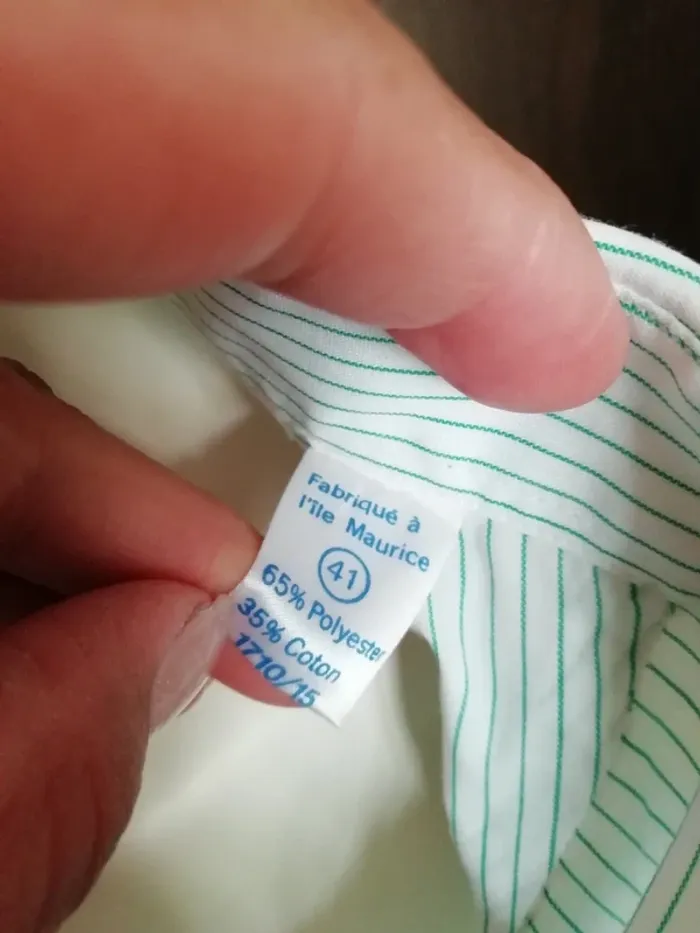 Chemise shirt rayure stripes blanc white green vert vintage - photo numéro 4