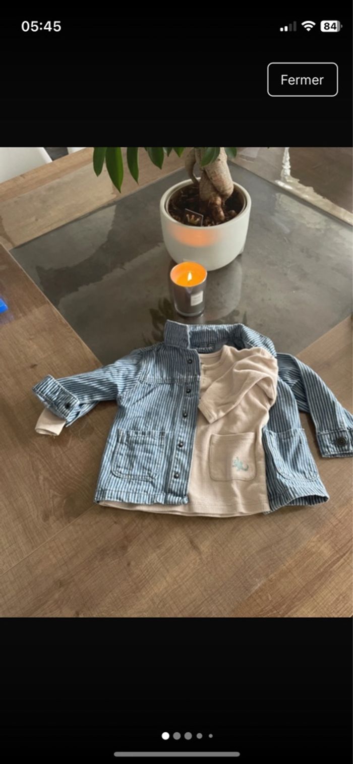 Veste en jean  + haut manches longues