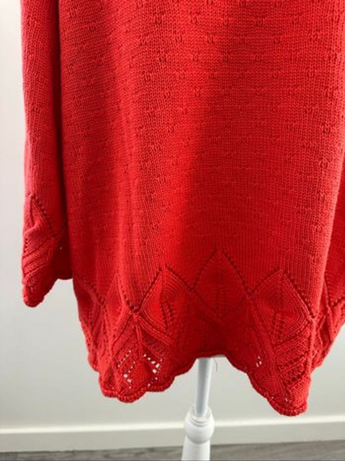 Pull oversize en maille ajourée orange corail Jean Marc Philippe T48 4XL - photo numéro 5