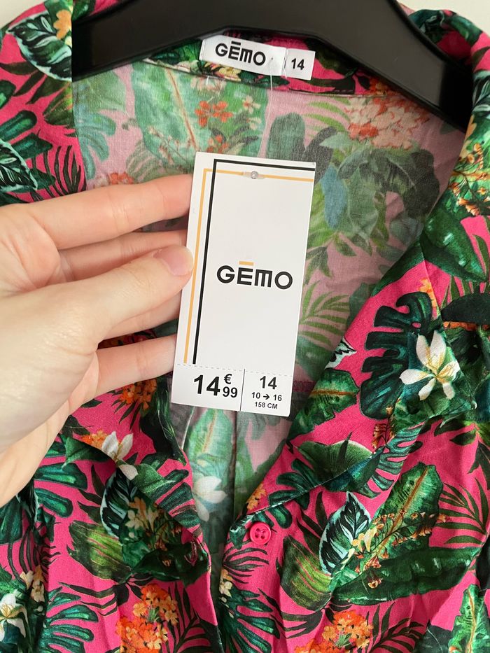 Chemise à manches courtes rose à motifs colorés, taille 14 ans, marque Gemo - photo numéro 3