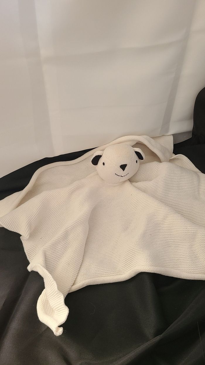 Doudou bébé coton bio point mousse gots ours polaire 33cm fresk