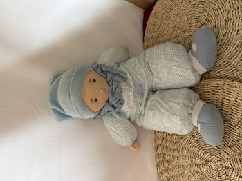 Doudou poupée lutin vichy rose MOULIN ROTY grand modèle