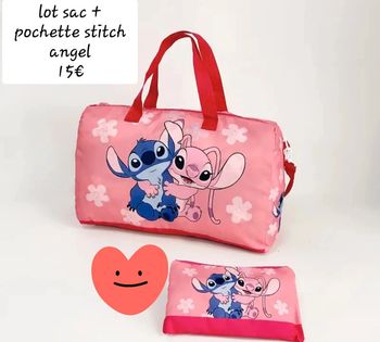 Ensemble sac de voyage + pochette stitch/Angel neufs