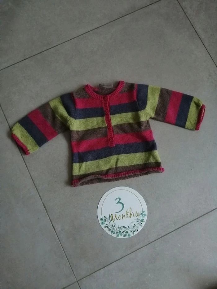 Pull 3 mois rayures dpam fille