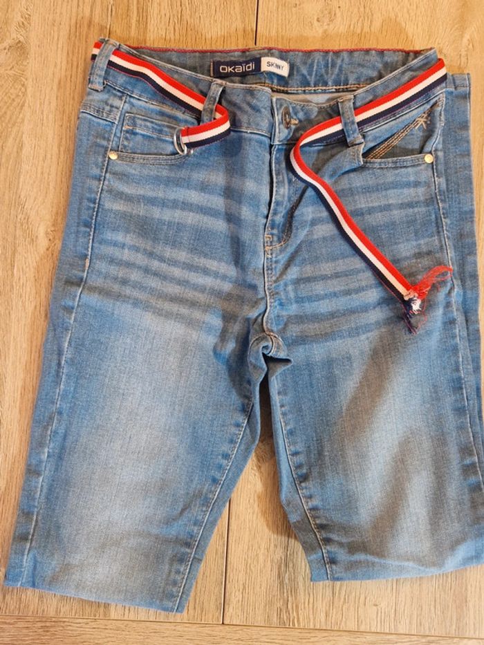 Jean skinny fille Okaidi avec ceinture taille 10 ans