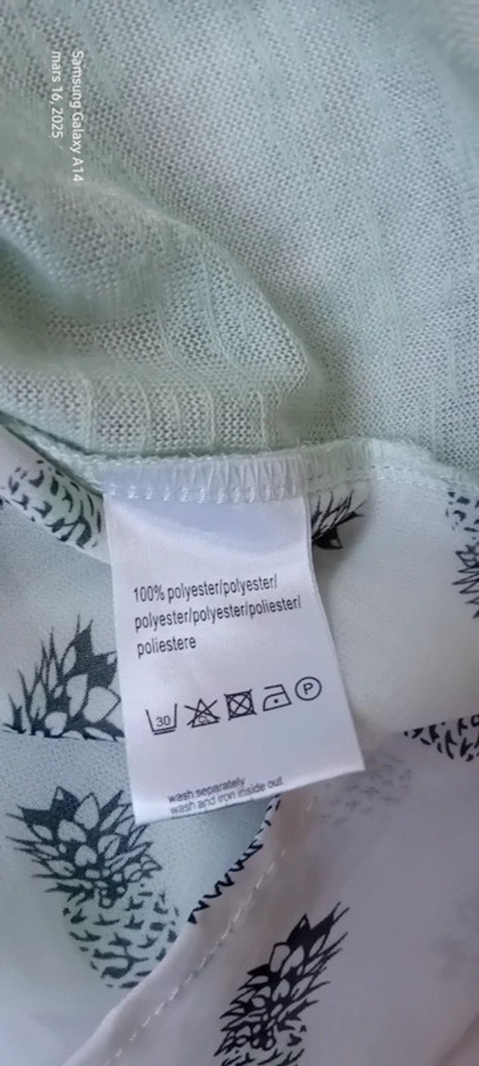 Haut débardeur effet superposé dos ouvert vert motif ananas femme XXL m&s mode - photo numéro 19