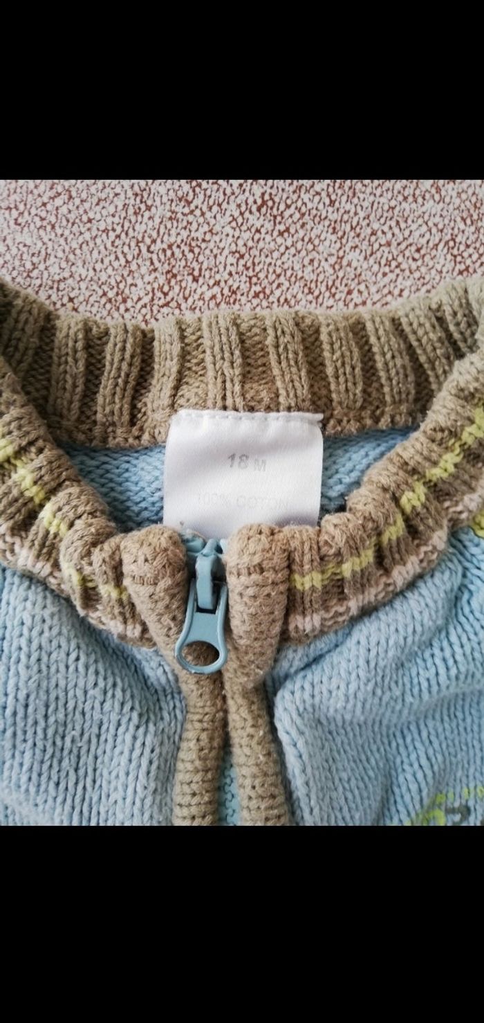 Gilet 18 mois zippé turquoise - photo numéro 2