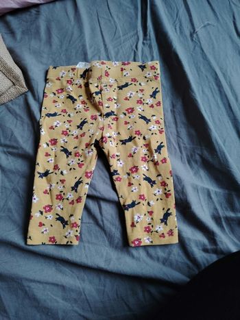 Legging jaune moutarde taille 3 mois motif chat et fleur
